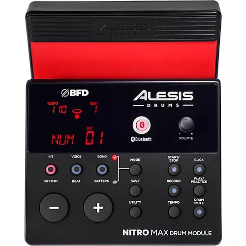 Alesis Nitro Max 8-Piece Electronic Drum Set With Bluetooth and BFD Sounds Red