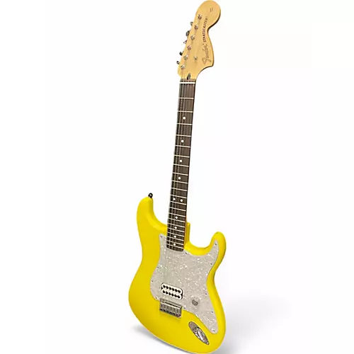 Used Fender Tom Delonge Signature Stratocaster Yellow Solid Body Electric Guitar Yellow
