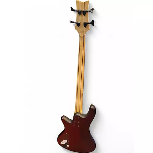 Used Schecter Guitar Research Stiletto Custom 4 String Burgundy Electric Bass Guitar Burgundy