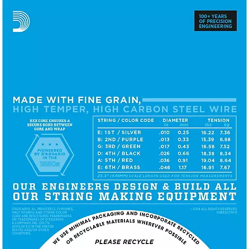 D'Addario EXL110-E Bonus Pack: Light Electric Guitar Strings With Bonus High E String (10-46)