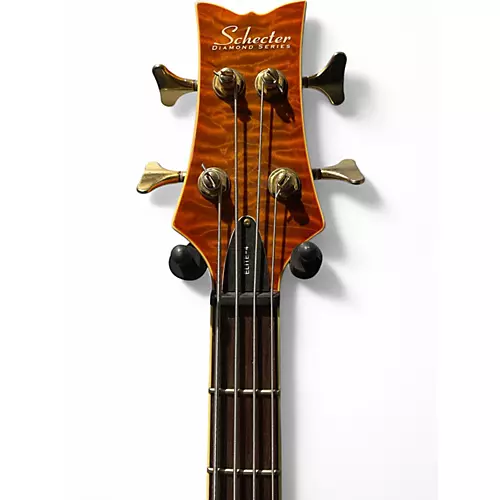 Used 2005 Schecter Guitar Research DIAMOND SERIES ELIT 4 Trans Amber Electric Bass Guitar Trans Amber