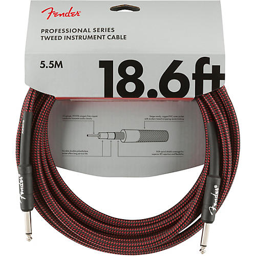 Fender Professional Series Straight to Straight Instrument Cable 10 ft. Red Tweed