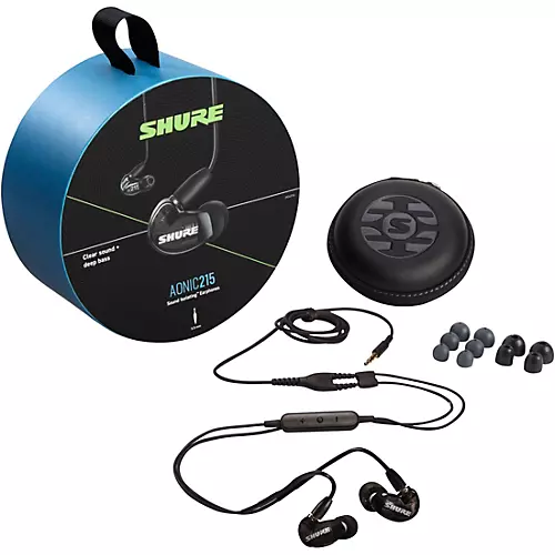 Shure MV7-S USB Microphone and AONIC215 Earphones Content Creator Bundles Black