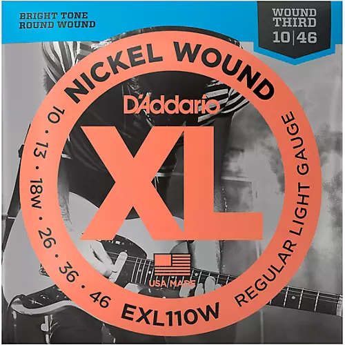 D'Addario EXL110W Nickel Regular Light Wound 3rd Electric Guitar Strings