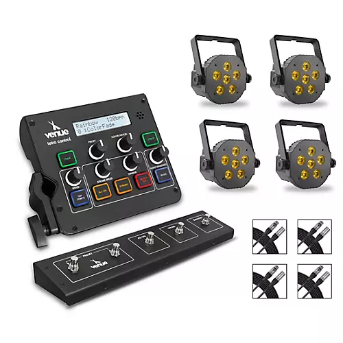 Venue Lighting Package with Tetra Control DMX Controller, Tetra 6 Wash Lights, and DMX Cables