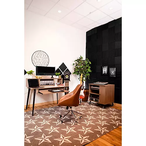 Gator GFW-ELITESIDECAR Elite Furniture Series Rolling Rack Sidecar Cabinet with Configurable Rack Space & Shelving Dark Walnut