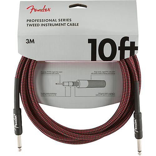Fender Professional Series Straight to Straight Instrument Cable 10 ft. Red Tweed