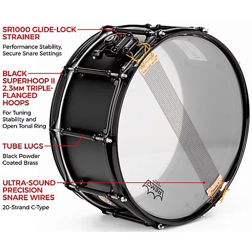 Pearl Ultracast 5/3/5mm Cast Aluminum Snare Drum 14 x 5 in. Black