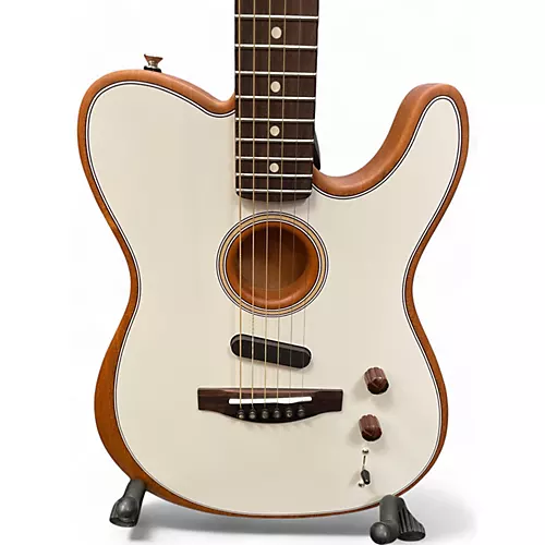 Used Fender Acoustasonic Player Telecaster White Acoustic Electric Guitar White