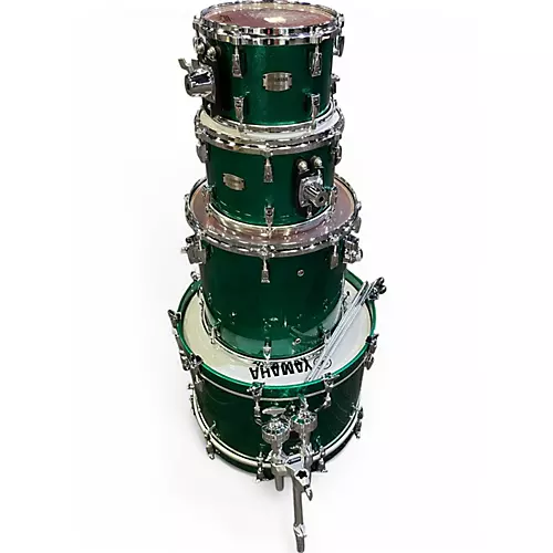 Used Yamaha 4 Piece Absolute HYBRID JADE GREEN SPARKLE Drum Kit JADE GREEN SPARKLE