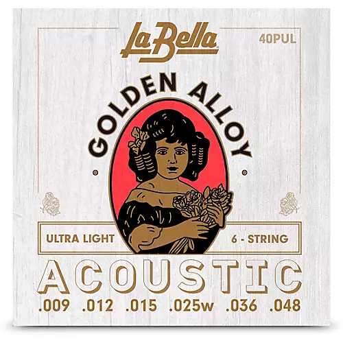 LaBella Golden Alloy 6-String Acoustic Guitar Strings Regular (13 - 54)