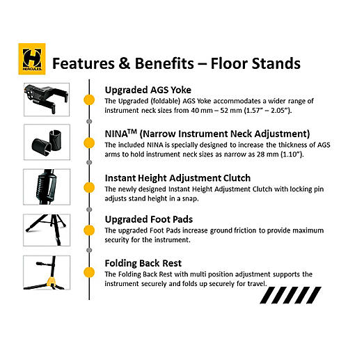 Hercules GS414BPLUS Auto Grip System (AGS) Single Guitar Stand