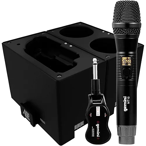 Gemini UHF Wireless Microphone System with Charging Dock for Transmitter and Microphone Battery