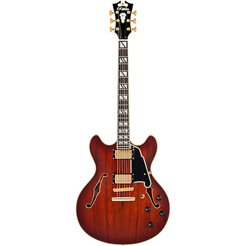D'Angelico Deluxe DC Semi-Hollow Electric Guitar Satin Trans Wine