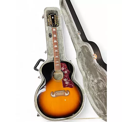 Used Epiphone J 200 12 String Sunburst 12 String Acoustic Guitar Sunburst
