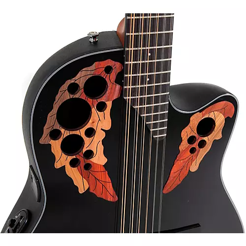 Ovation CE4412-5-G Celebrity Series Elite Mid-Depth 12-String Acoustic-Electric Guitar Black