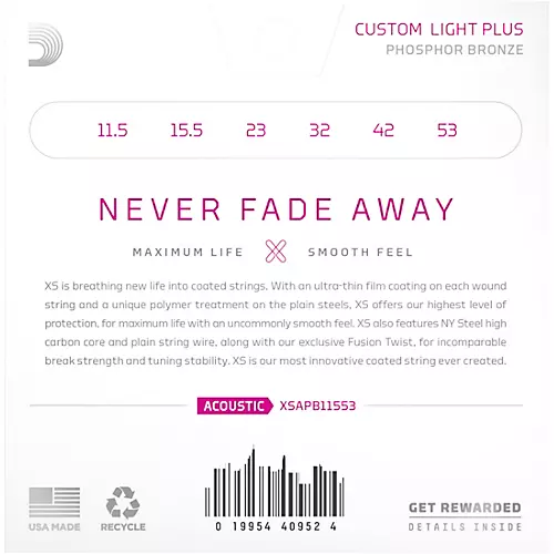 D'Addario XS Acoustic Phosphor Bronze Strings Light Plus (12.5 - 54)