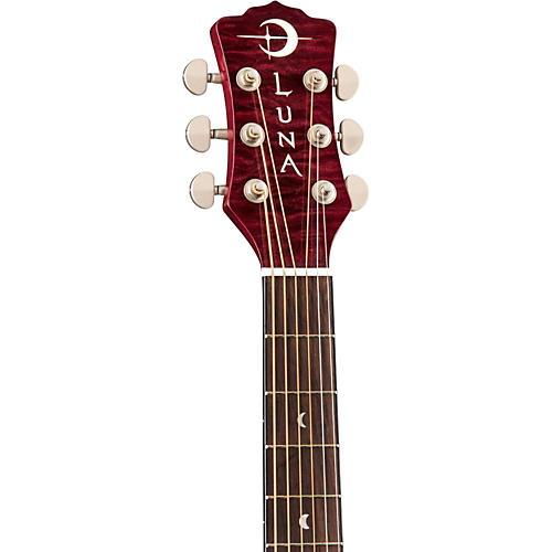 Luna Lotus Quilted Maple Acoustic-Electric Guitar Transparent Shiraz