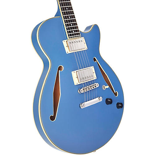 D'Angelico Excel SS Tour Semi-Hollow Electric Guitar With Supro Bolt Bucker Pickups and Stopbar Tailpiece Solid Black