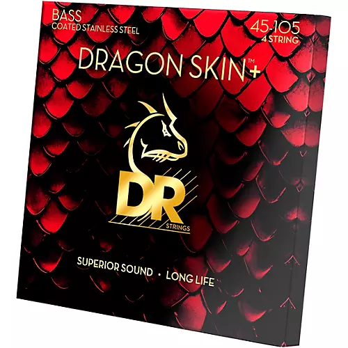 DR Strings Dragon Skin+ Coated Accurate Core Technology 4-String Stainless Steel Bass Strings 45 - 105