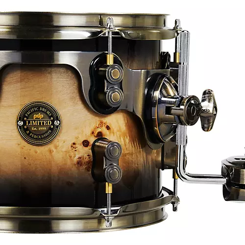 PDP by DW Limited-Edition Mapa Burl 4-Piece Shell Pack With Antique Bronze Hardware Black Burst