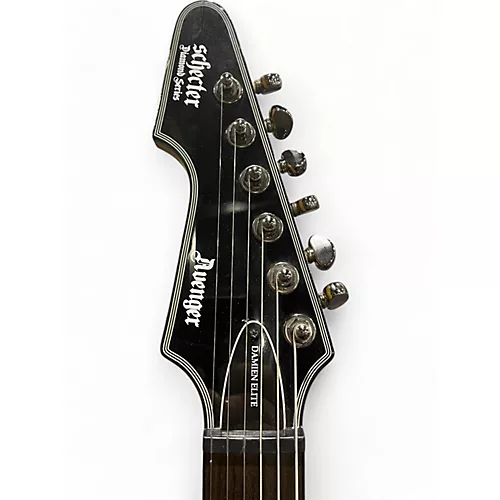 Used 2012 Schecter Guitar Research Damien Elite Avenger Left Handed Black Electric Guitar Black