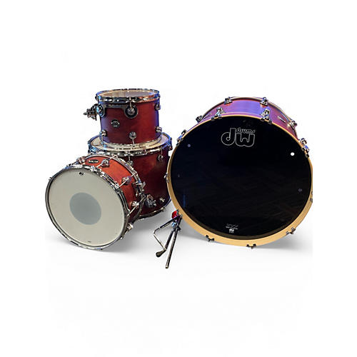 Used DW 4 Piece Performance Series Tobacco Stain Oil Drum Kit Tobacco Stain Oil