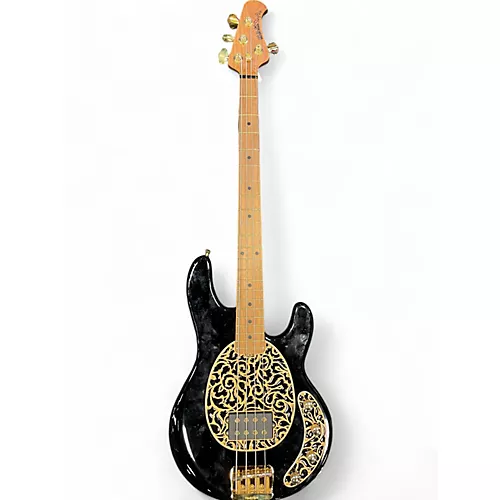 Used Ernie Ball Music Man Stingray 4 String Jackpot Black and Gold Electric Bass Guitar Black and Gold