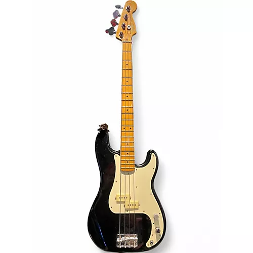 Vintage 1980s Fender Precision Bass Black Electric Bass Guitar Black