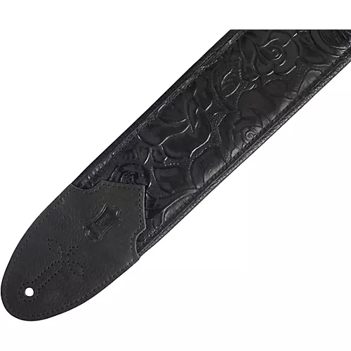 Levy's M4WP 3 inch Wide Embossed Leather Guitar Strap Black