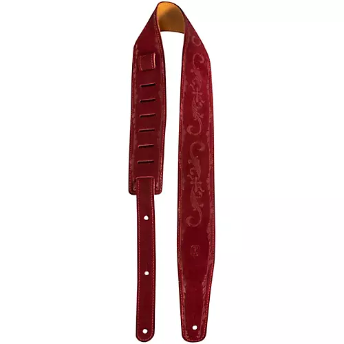 Perri's 2.5 Inch Black Suede With Full Embossed Design Burgundy 2.5 in.