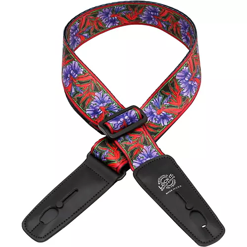 Lock-It Straps Bob Masse Rock Art Leather End Guitar Strap Red Thistles