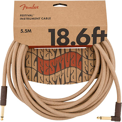 Fender Festival Pure Hemp Straight to Angle Instrument Cable 18.6 ft. Natural