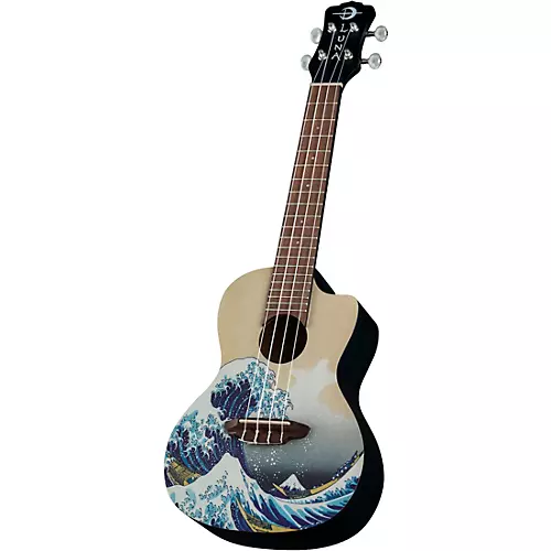 Luna Great Wave Concert Ukulele Satin Natural