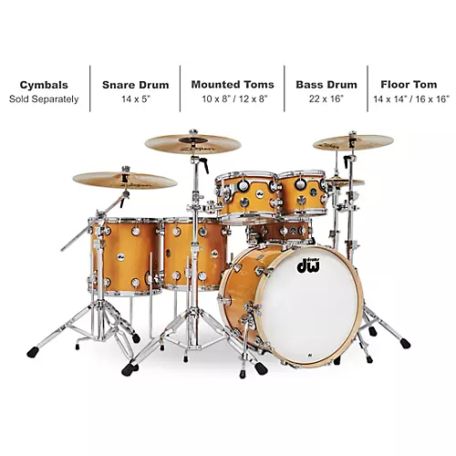 DW 6-Piece Collector's Series Santa Monica Shell Pack With Chrome Hardware Butterscotch