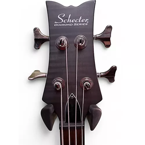 Used Schecter Guitar Research stiletto studio 4 see thru black satin Electric Bass Guitar see thru black satin