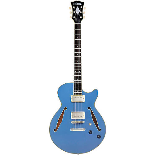 D'Angelico Excel SS Tour Semi-Hollow Electric Guitar With Supro Bolt Bucker Pickups and Stopbar Tailpiece Solid Black