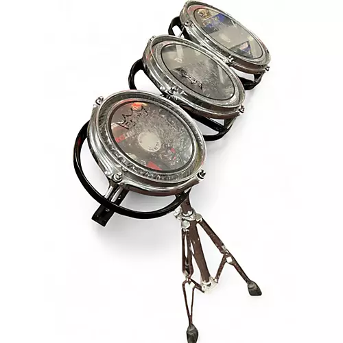 Used Remo 3 Piece Rototom Black Roto Toms Black 64