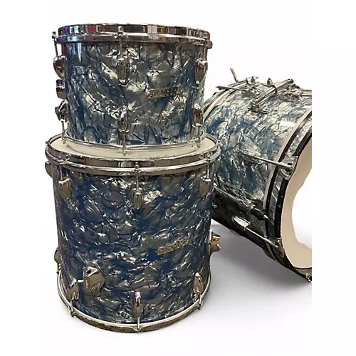 Used Pearl 3 Piece Deluxe Light Blue Pearl Drum Kit Light Blue Pearl