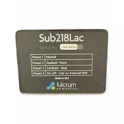 Used Fulcrum Acoustics Sub218L Powered Subwoofer