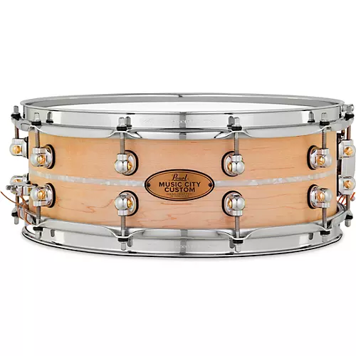 Pearl Music City Custom Solid Shell Snare Maple with Nicotine Marine Inlay 14 x 5 in.