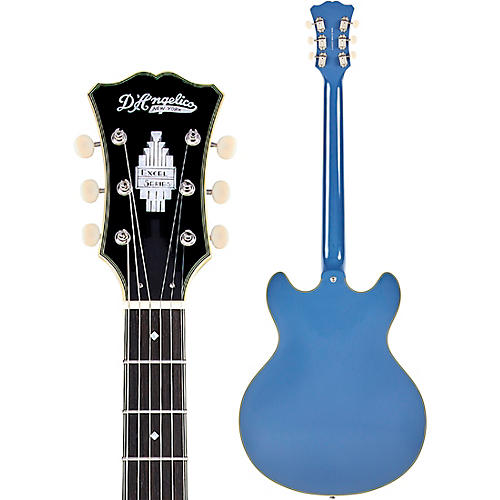 D'Angelico Excel DC Tour Semi-Hollow Electric Guitar With Supro Bolt Bucker Pickups and Stopbar Tailpiece Slate Blue