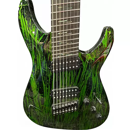 Used Schecter Guitar Research Diamond Series C-8  Silver Mountian Toxic Venom Solid Body Electric Guitar Silver Mountian Toxic Venom