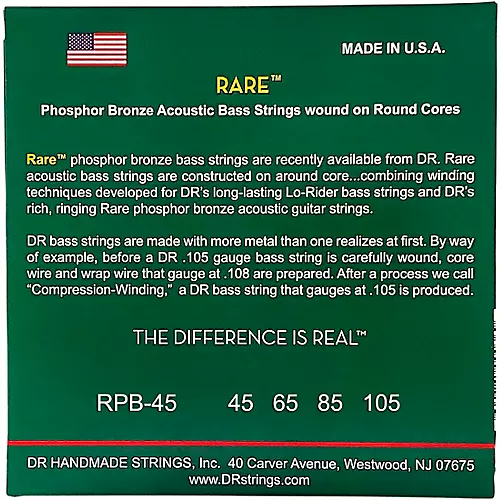 DR Strings Rare Phosphor Bronze Acoustic Bass Strings