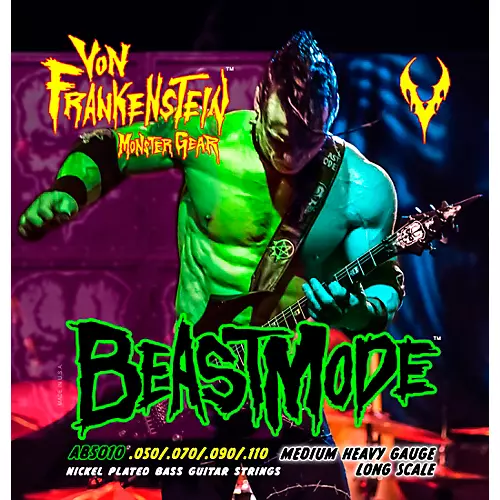 Von Frankenstein Monster Gear BeastMode Nickel Plated Bass Strings Medium (50-105)