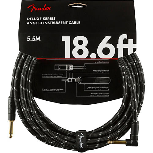 Fender Deluxe Series Straight to Angle Instrument Cable 10 ft. Black Tweed