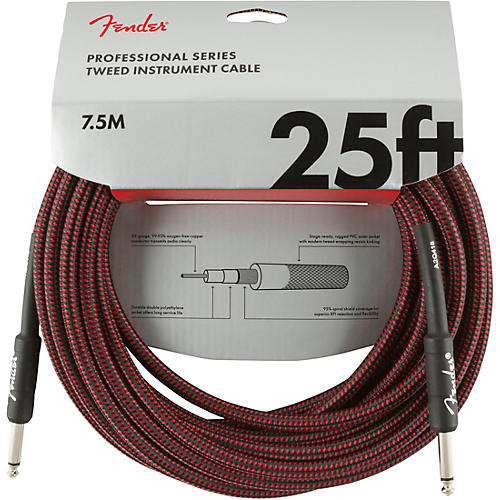 Fender Professional Series Straight to Straight Instrument Cable 10 ft. Red Tweed