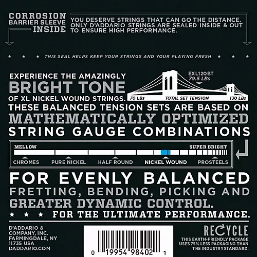 D'Addario EXL120BT Balanced Tension X-Lite Electric Guitar Strings Single-Pack