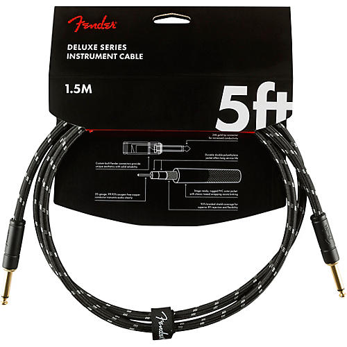 Fender Deluxe Series Straight to Straight Instrument Cable 25 ft. Black Tweed