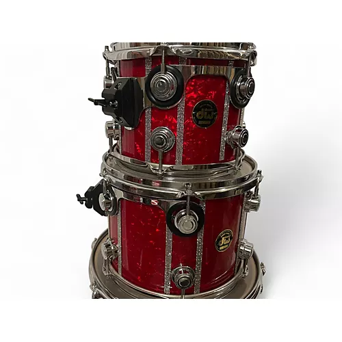 Used DW 4 Piece COLLECTOR'S SERIES MARINE SHELL PACK RED MARINE PEARL Drum Kit RED MARINE PEARL